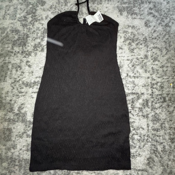H&M Dresses & Skirts - NWT H&M Black Textured Bodycon Drawstring Mini Dress Sleeveless Size: Medium